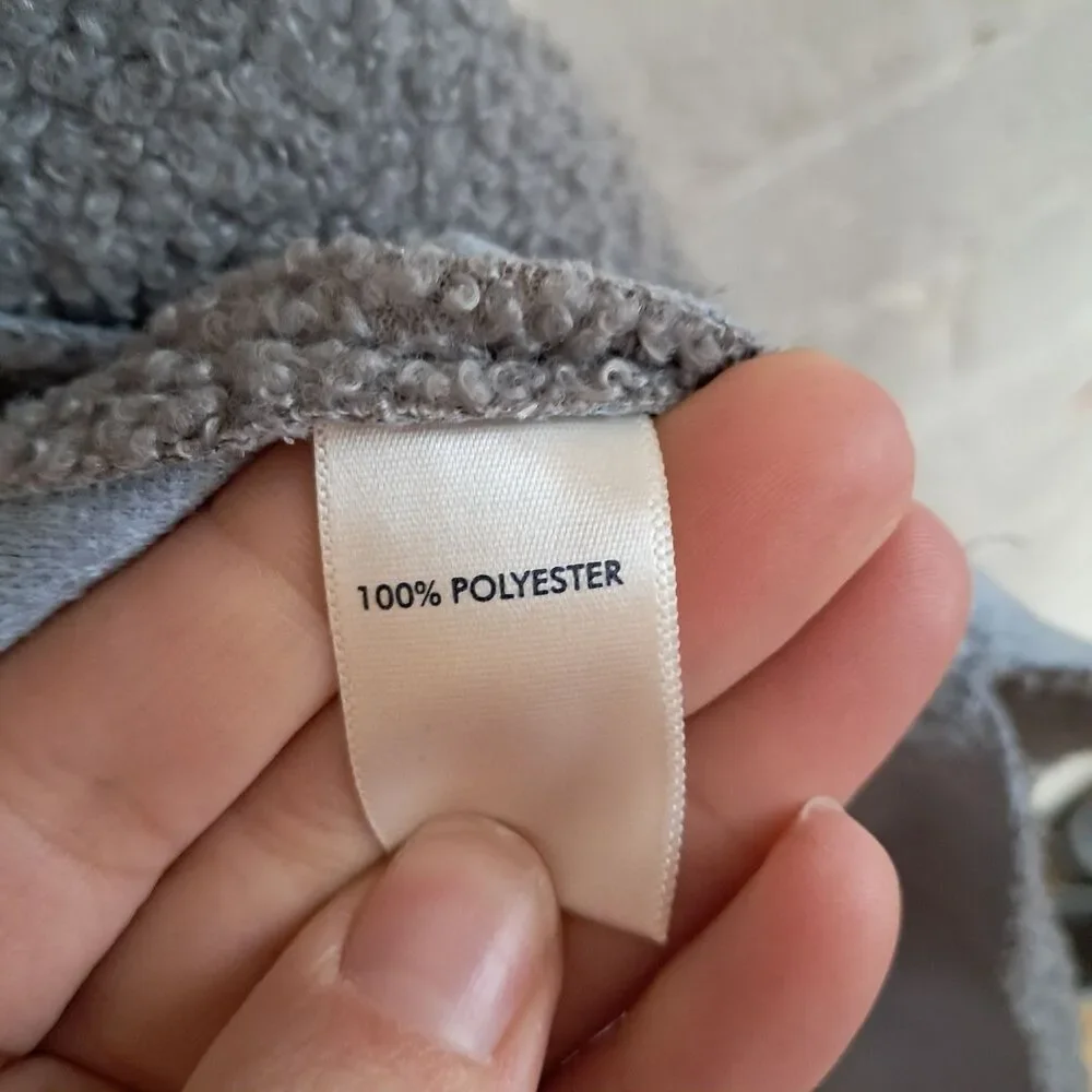 BKE Women’s Gray Sherpa Fleece Shacket Jacket Coat Size XL Long Sleeve Button - Picture 5 of 9